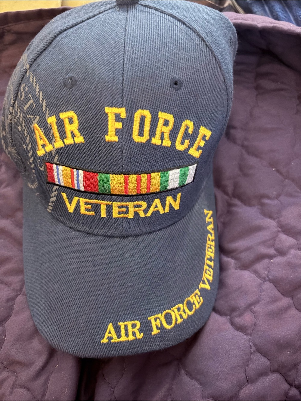 Air Force Veteran Embroidered Navy Baseball Cap